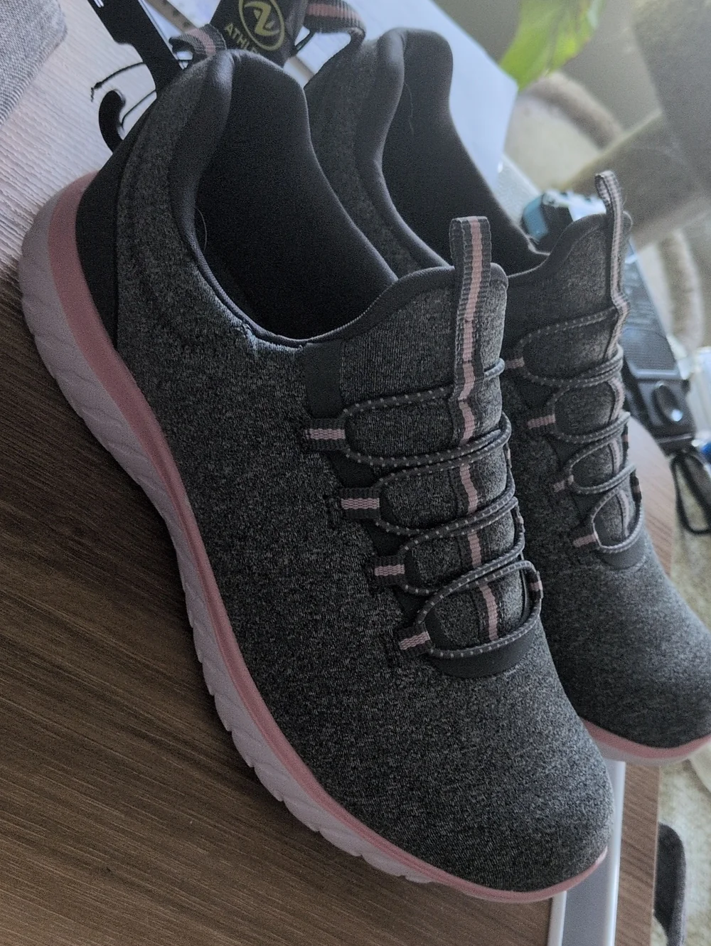 Athletic Works Women's Grey & Pink Slip-On Sneakers